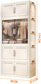 EVERYDAYZ-1-Wardrobe 4-Door 4-Shelf Plastic foldable Cupboard PC Collapsible