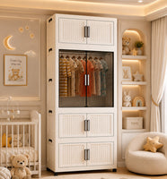 EVERYDAYZ-1-Wardrobe 4-Door 4-Shelf Plastic foldable Cupboard PC Collapsible